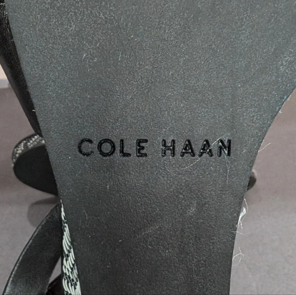 Cole Haan Ravenna 8 black leather slingback wedge .5